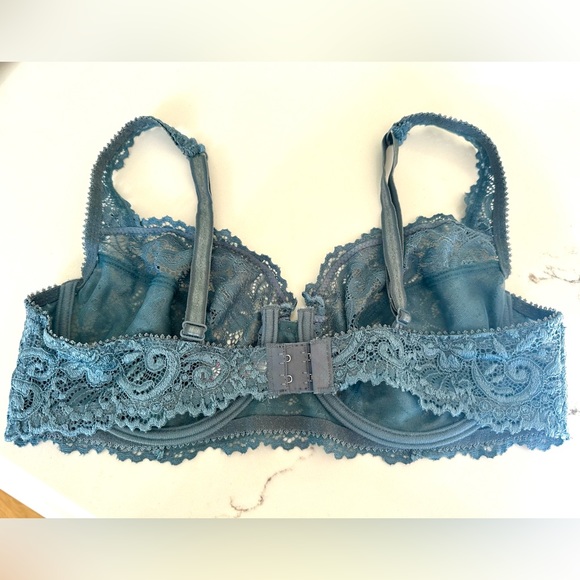 Lace Underwire Bra, Smoky Blue, 38C, Like New - Picture 5 of 7